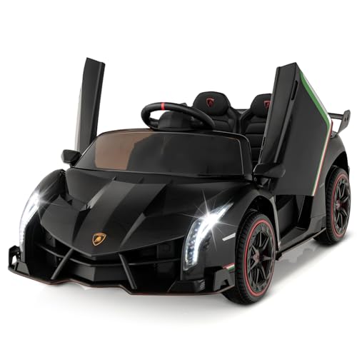 Ride on Car Lamborghini Licensed 12V Battery Powered 4WD Sports Car with Remote Control (Black)