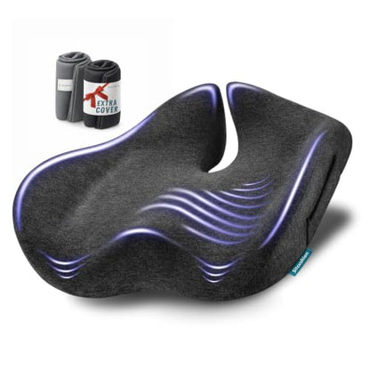 Ergo Office Chair Cushion for Back Pain (Dark Gray & Light Gray)