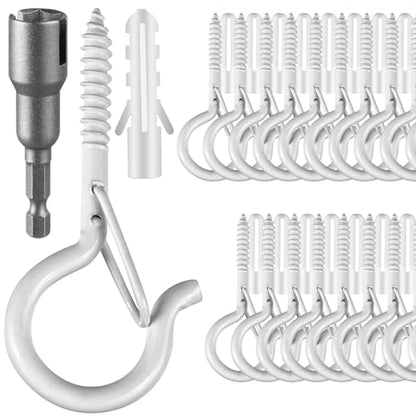 36 PCS Q Hanger Hooks with Safety Buckle (White / 36 Pcs)