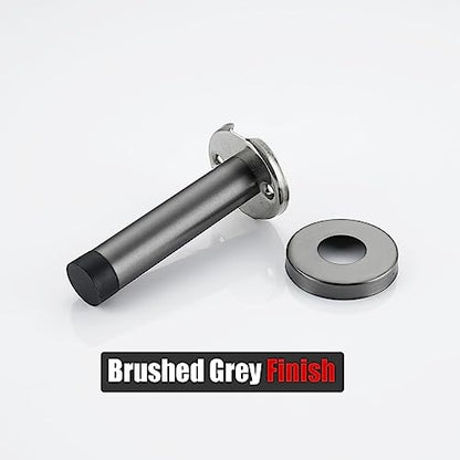 Door Stopper 304 Stainless Steel Thicken 1mm Sound Dampening Door Stop Bumper Wall Protetor 2 Pack (2 Pack / Brushed Grey)