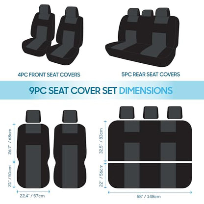 PolyPro Car Seat Covers Full Set in Blue Gray on Black (Blue Gray)