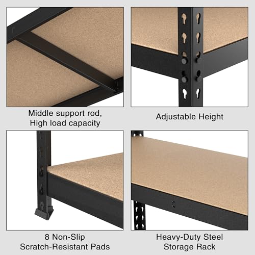 Shelving with MDF Board (Black / 27.4"W x 11.7"D x 60"H)