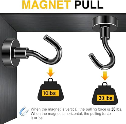 Magnetic Hooks 20pcs 30lbs+ Cruise Essentials 2026 Magnet Hook Black (Black / 0.63in)