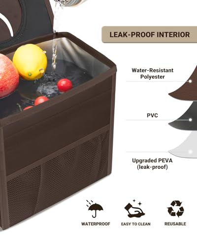 Car Trash Can with Lid (2.5 Gallons / Brown)