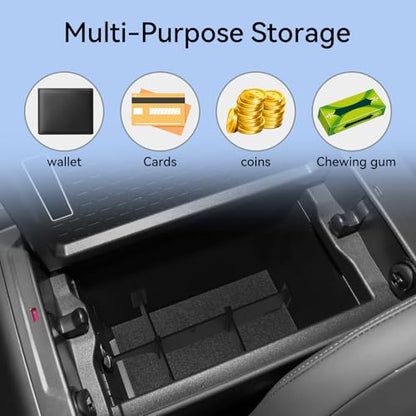 Center Console Dividers for Toyota RAV4 2026 ABS Interior Accessories Armrest Box Insert Storage Dividers Black (26RAV4 A-Divider)