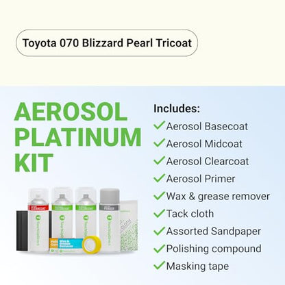 Car Paint Touch Up Spray Kit (Aerosol Spray - Platinum Kit / Blizzard Pearl Tricoat)