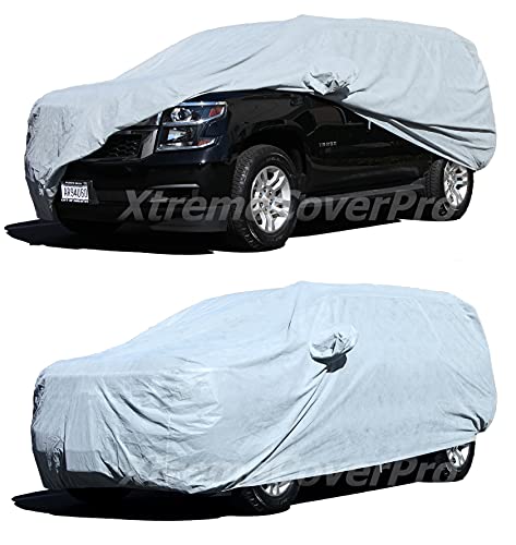 All Weather Waterproof car Cover Good for rain Snow uv Protection dust Large Size SUV Sienna Escalade Tahoe Yukon X7 Sequoia Range Rover Pacifica Gray (SF - (fits SUV/VAN 200-215 inches) / GRAY)