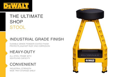 Heavy Duty Metal Stool for Garage and Shop (Swivel Seat with Storage Tray / Black/Yellow)