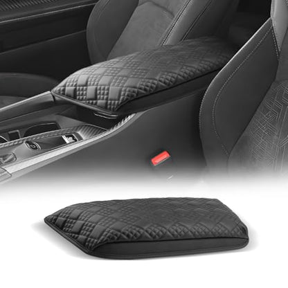 for 2024 2025 2026 Dodge Charger Daytona Center Console Cover Armrest Box Cover for Charger Daytona (Charger Daytona Thickened Black Leather Square)