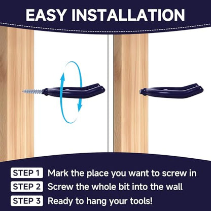 6 Pack Garage Storage System Steel U Hooks with Anti (Blue / 6 Pack)