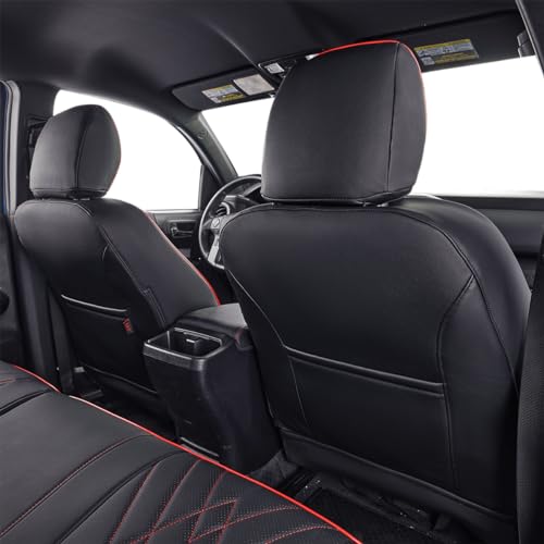 Custom Fit Tacoma Rear Car Seat Covers for Toyota Tacoma (Leather (Black with Blue Trim) / 2024-2026 Tacoma (Petrol) Only 2nd Row)