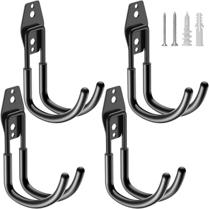 Heavy Duty Garage Hooks 4 Pack (3.9inch J Hook / Black Large J Hook)