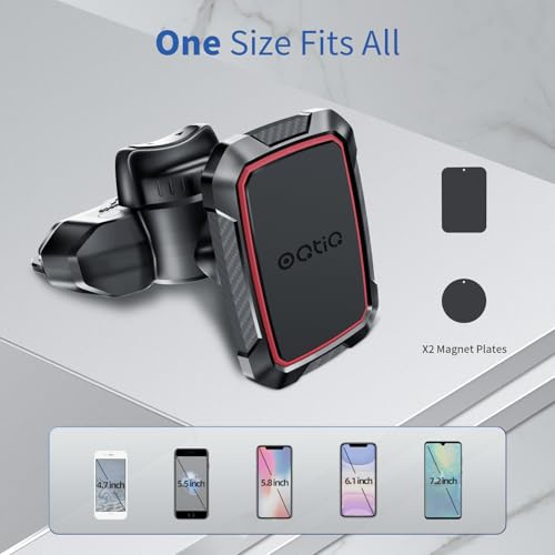 Magnetic CD Phone Mount with 6 Strong Magnets for Car CD Player (Black-Red)
