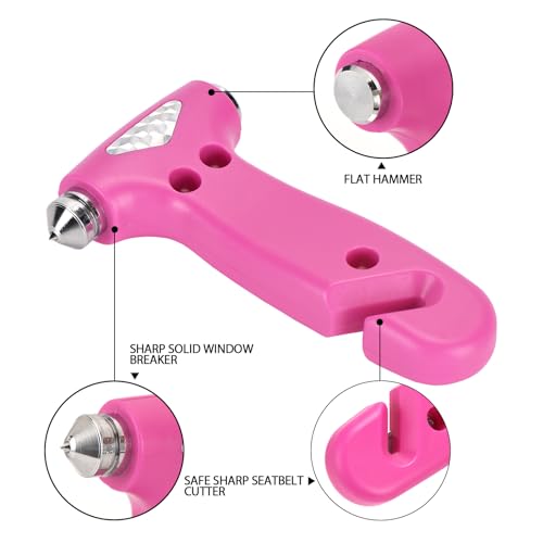 Car Window Breaker Seatbelt Cutter and Emergency Glass Breaker (Pink)