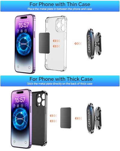 2 Pack】 Magnetic Phone Holder for Car【Super Magnets】Carmount 2.0 Magnetic phone Mount【360°Rotation】Universal Dashboard Cell Phone Holders for Your Car Phone Mount for Car Mount for iPhone & All Car