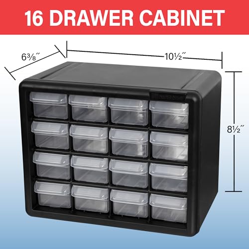 16 Drawer Plastic Storage Cabinet (Black / 16 Drawer / 1 Pack)