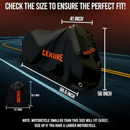 240D Heavy Duty Motorcycle Cover Fits up to 88" (88.6 Inch)