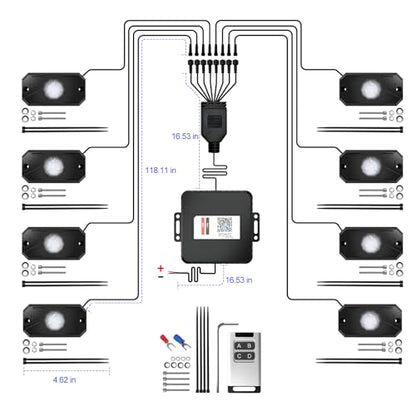 RGB LED Rock Lights Kit 8Pods with APP (8 Pods / RGB 3LED)