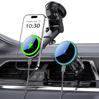 for Mag Safe Car Mount Charger Dash Windshield Vent Magnetic Phone Holder (Carbon Firber)