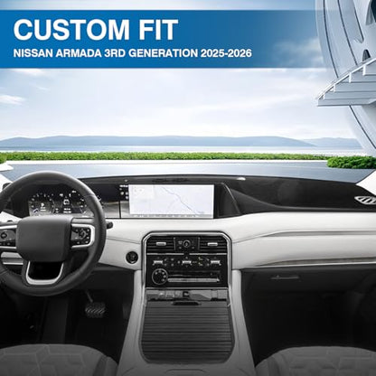 Black Dash Cover Compatible with Nissan Armada 2025 2026 Dashboard Cover Accessories for Armada Non (Armada 25-26(black))