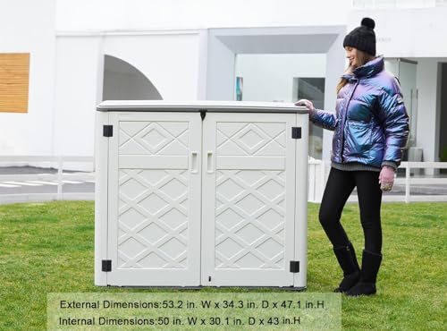 Larger Outdoor Storage Shed Weather Resistance (48 Cu.ft Off White Shed-01A)