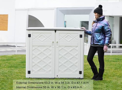 Larger Outdoor Storage Shed Weather Resistance (48 Cu.ft Off White Shed-01A)