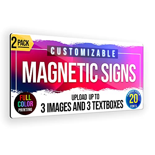 2-Pack,12"x24" Custom Magnet Signs in Full Color for Business and Advertising, 30 mil Customized Vinyl Car Magnets, Personalized Magnetic Sheets for Company Storefront & Vehicles (Rounded Corners D2) (Rounded Corners D2)