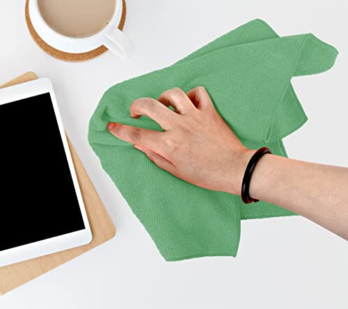 Microfiber Cleaning Cloths (Pack of 36 - 16x16 Inches / Green)