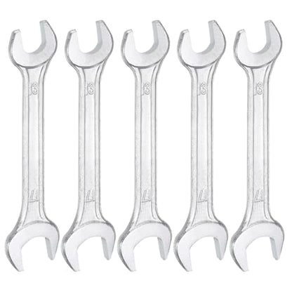 5pcs Double Open End Wrench 13mm x 17mm Metric 15 Degree Offset Angle Small Flat Head Wrench Galvanizing Open Ended Spanner for Automotive Repair Furniture Assembly (13mm x 17mm)
