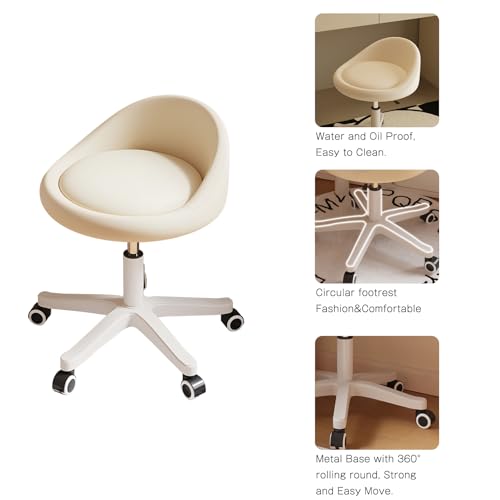 Rolling Stool Low Backrest (Black / Set of 1)