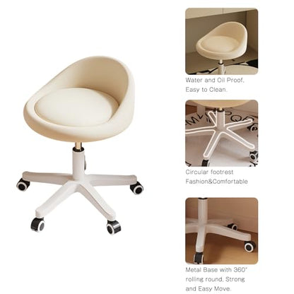 Rolling Stool Low Backrest (Black / Set of 1)