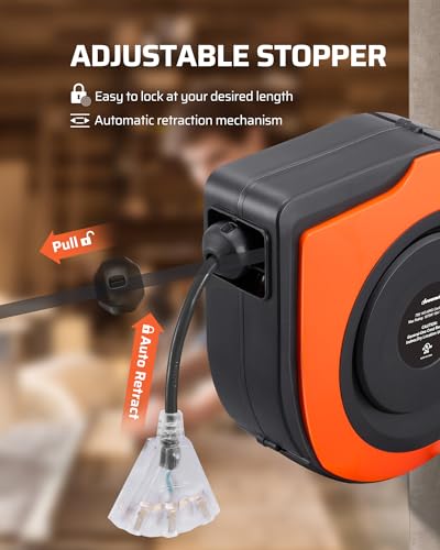 75FT Retractable Extension Cord Reel (Orange)