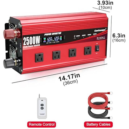 2500W Power Inverter 12V to 110V (Red / 2500W-12V)