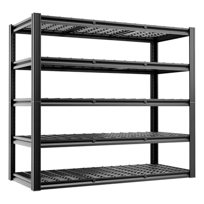 5 Tier 60”W x 24”D x 78”H Garage Shelving Adjustable Metal Storage Shelves 3300LBS Garage Shelving Heavy Duty Utility Shelf Unit Storage Racks for Warehouse (Black-hidden Hole / 60”W x 24”D x 78”H)