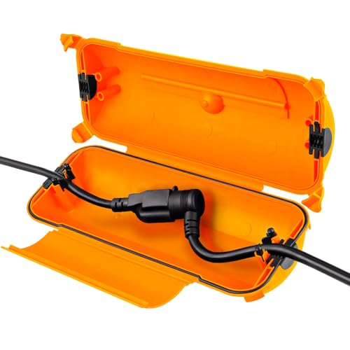 Outdoor Extension Cord Safety Cover (Orange / Medium Box: 9.5" L x 3" W x 2.9" H)