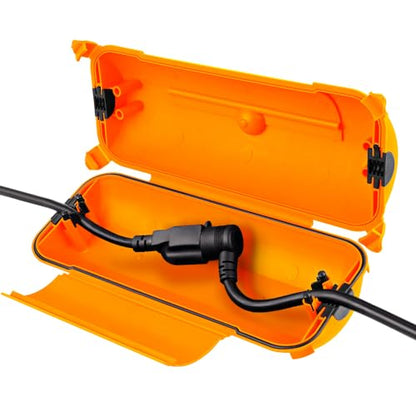 Outdoor Extension Cord Safety Cover (Orange / Medium Box: 9.5" L x 3" W x 2.9" H)