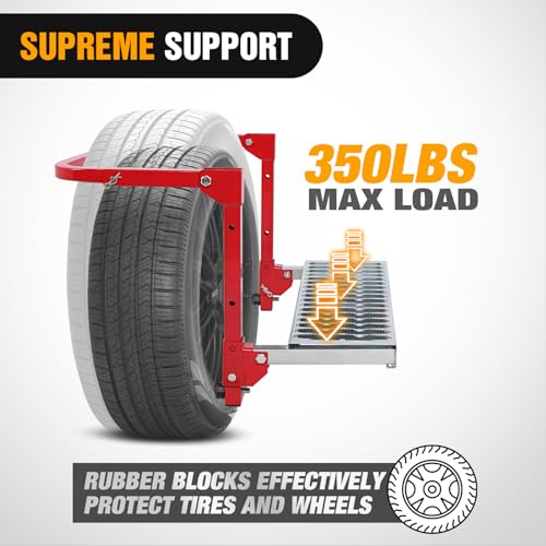Folding Heavy Duty Tire Step Fit Tire from 10” to 15” (Truck Tire Step Red)