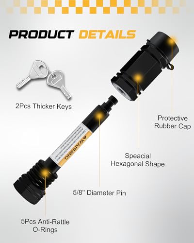 Locking Hitch Pin (2 inch & 2.5 inch / Black & Silver)