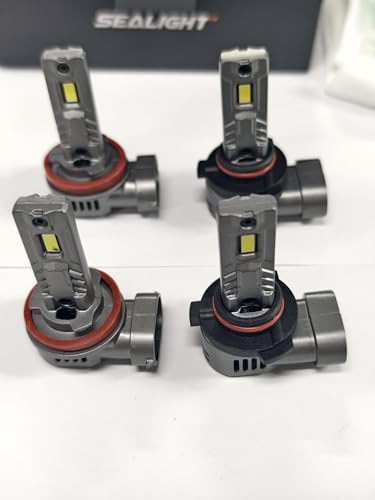 and 𝟗𝟎𝟎𝟓/𝐇𝐁𝟑 Bulbs Combo, 160,000LM 1500% Wider Driving Vision Mini Size, 9005 H11 Fog Lights with Fan, Plug and Play, Pack of 4 (9005 H11)