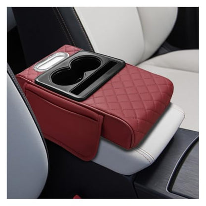 Leather Car Center Console Cover (Burgundy)