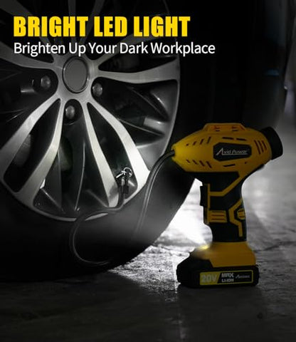 20V Rechargeable Cordless Tire Inflator Portable Air Compressor (Yellow)