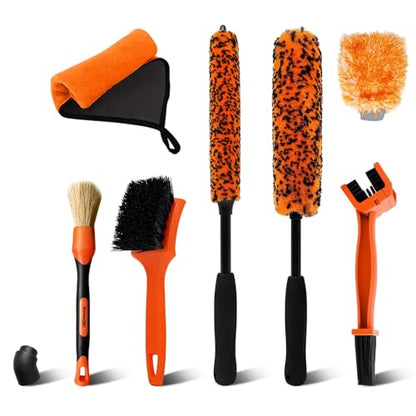 7PCS Motorcycle Cleaning Kit (Orange / 7-Piece)