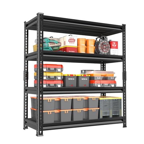 48" W Garage Shelving Heavy Duty (Black / 48”W x 16”D x 72”H)