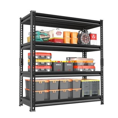 48" W Garage Shelving Heavy Duty (Black / 48”W x 16”D x 72”H)