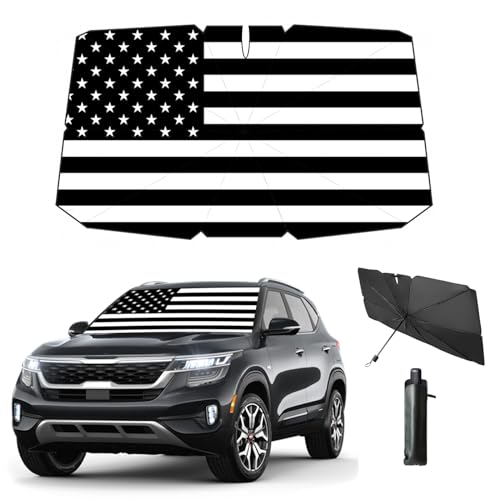 Windshield Sun Shade Umbrella for Car Front Window Sun Visor for Windshield Car Summer Accessories Protect Interior from UV Rays & Heat for Sedan (US Flag)