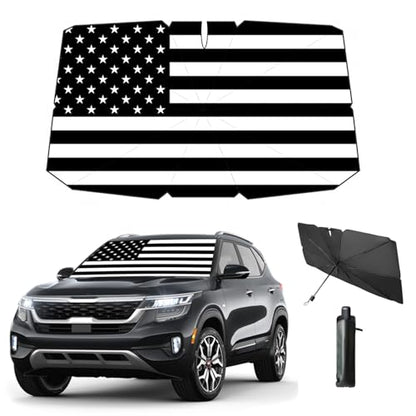 Windshield Sun Shade Umbrella for Car Front Window Sun Visor for Windshield Car Summer Accessories Protect Interior from UV Rays & Heat for Sedan (US Flag)