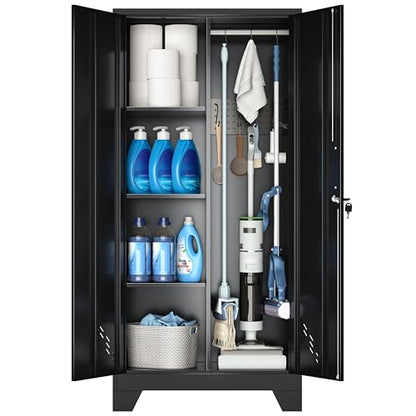 61" Broom Closet Storage Cabinet (61"h Black)