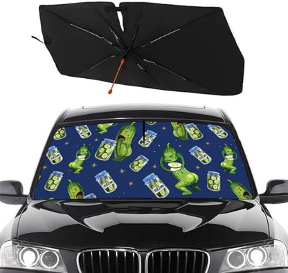 Funny Pickle Car Windshield Sun Shade Umbrella Foldable Sunshade (57X31 Inch / styled45f-1)
