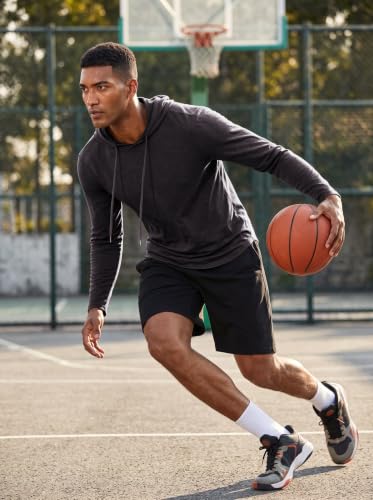 Mens Fashion Athletic Hoodies Sport Sweatshirt Solid Color Fleece Pullover Black M (Medium / Black)