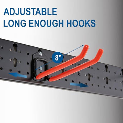 Wall Mount Garage Tool Storage Rack Folding Chair Hangers (8Hooks+3Panels+4MiniBase)